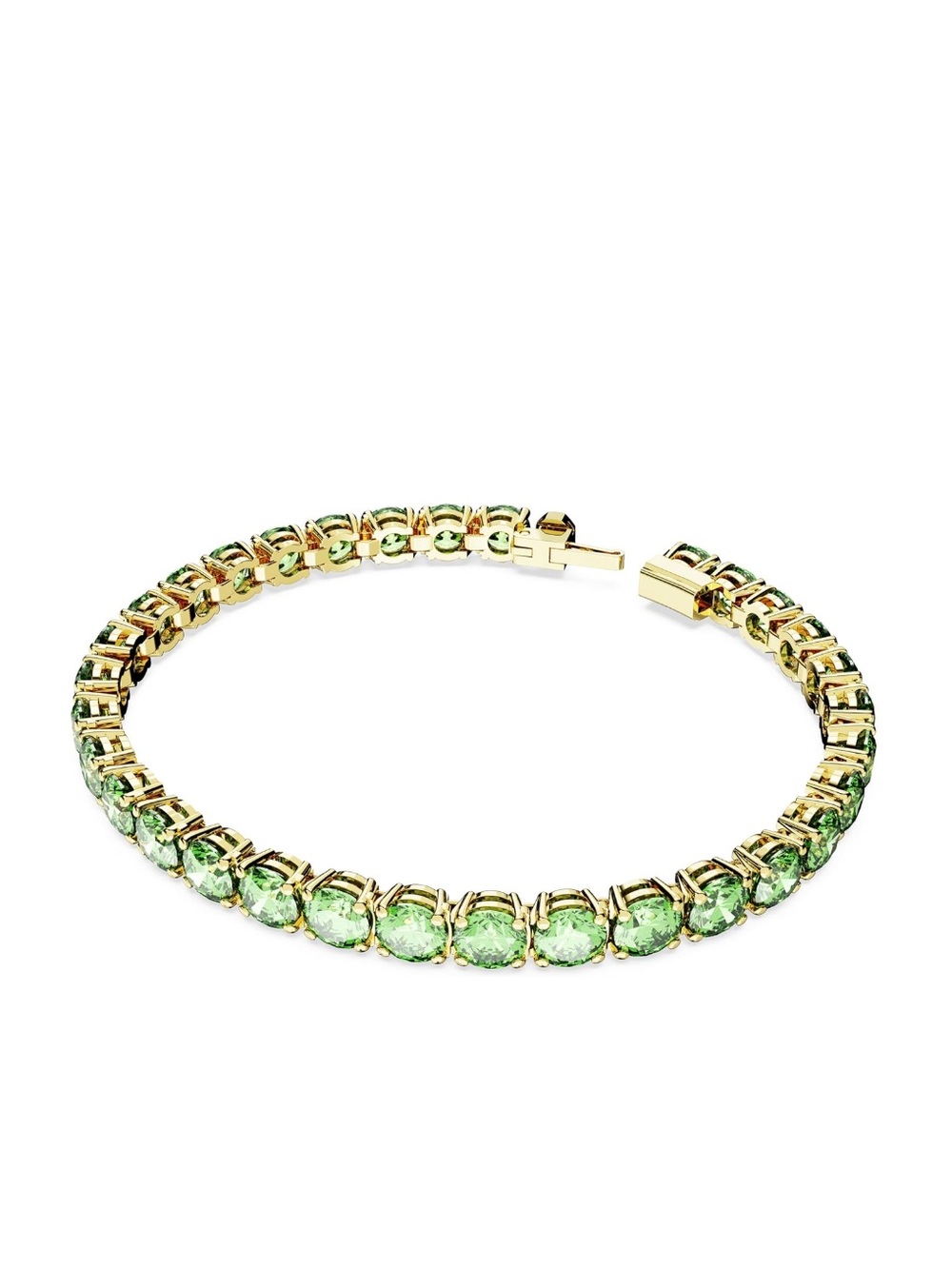 Swarovski Gold-Tone Green Crystal Tennis Bracelet NIB Retail:$269 - Picture 7 of 8
